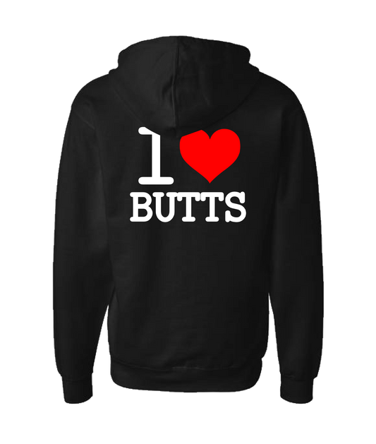 V-IHGTOP - I Heart Butts - Black Zip Up Hoodie