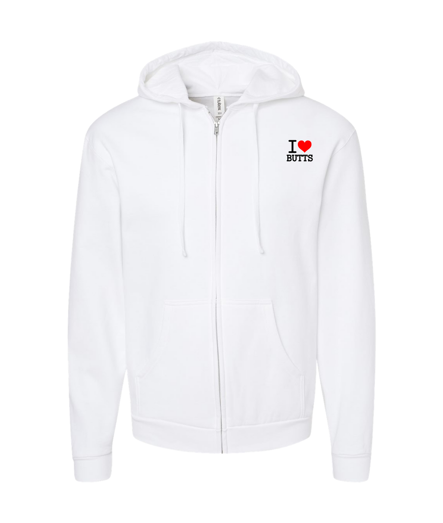 V-IHGTOP - I Heart Butts - White Zip Up Hoodie