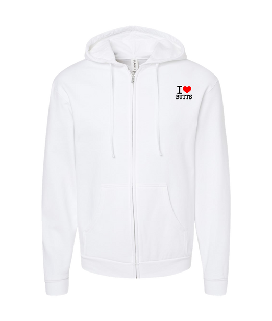 V-IHGTOP - I Heart Butts - White Zip Up Hoodie