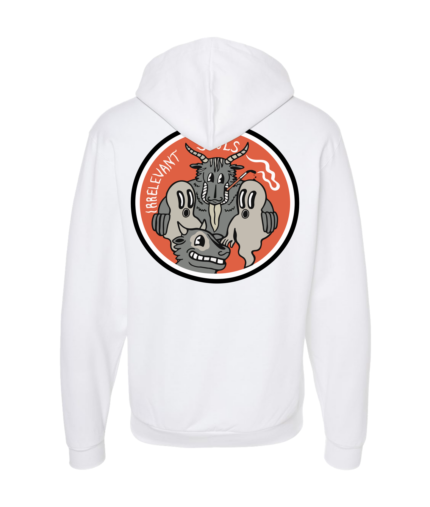 Irrelevant Souls - LOGO 2 - White Zip Up Hoodie