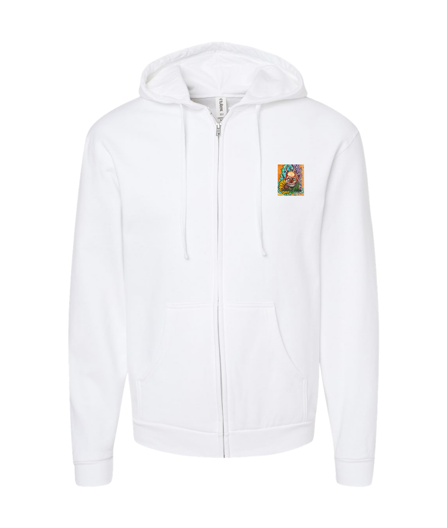V-IRSTOP - LOGO 3 - White Zip Up Hoodie