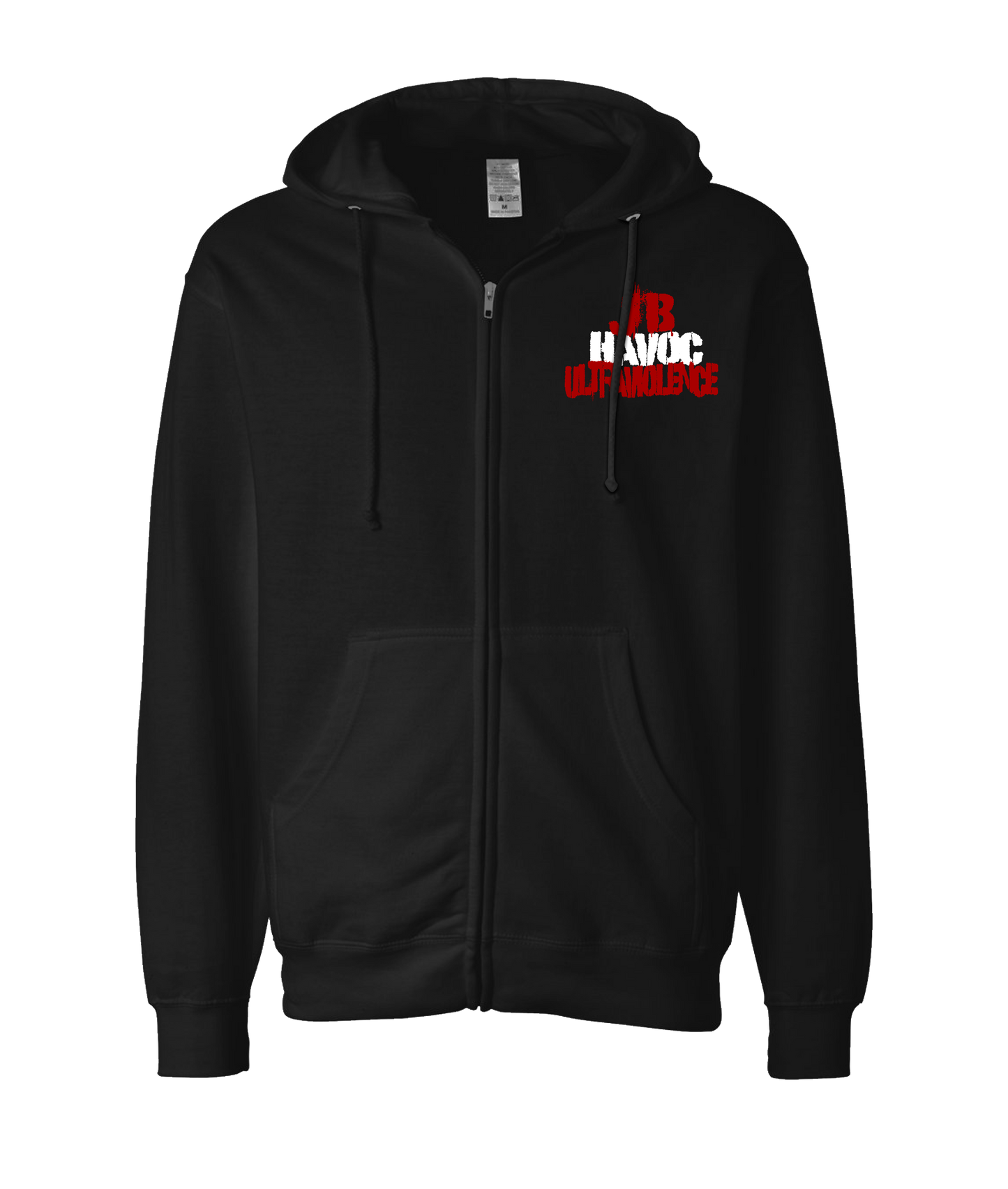 V-JBHMSTOP - JB HAVOC ULTRAVIOLENCE - Black Zip Up Hoodie