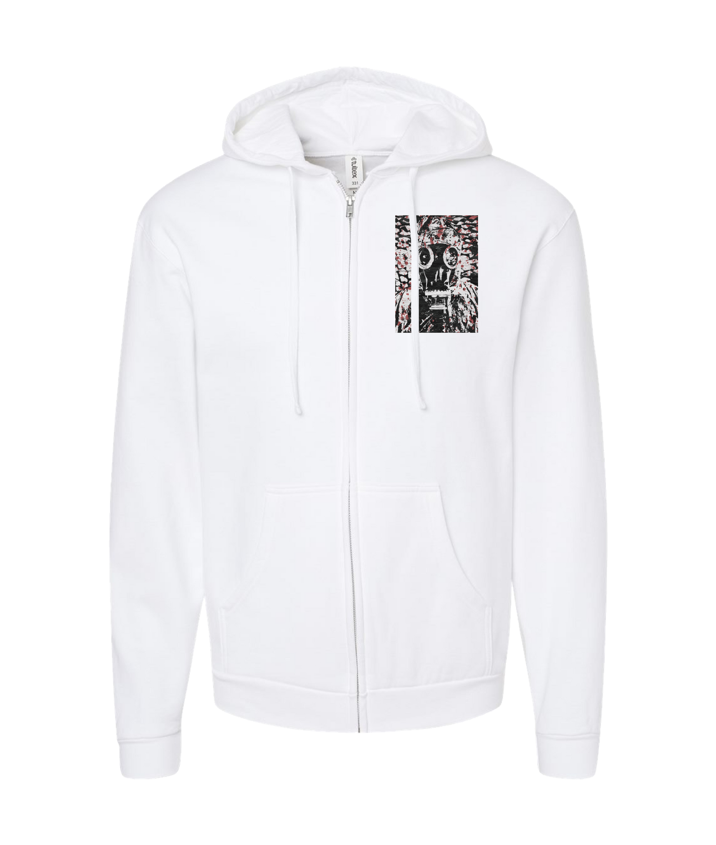 V-JBPTOP - Gas Mask - White Zip Up Hoodie