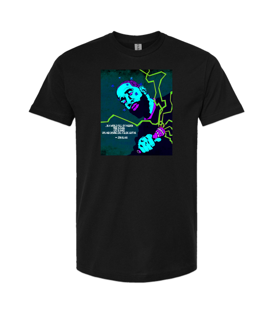 Jon Black - Teal Logo - Black T Shirt
