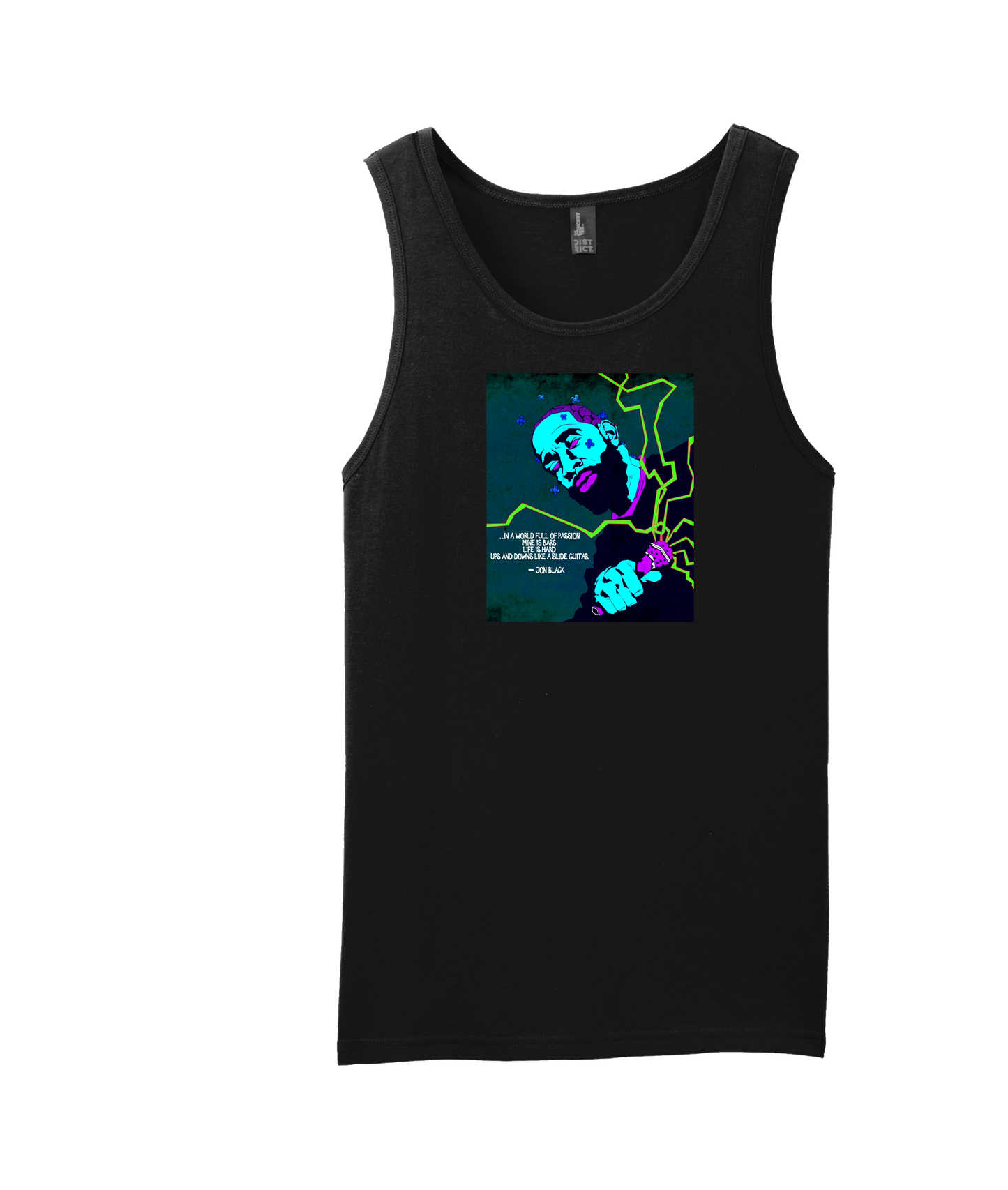 Jon Black - Teal Logo - Black Tank Top