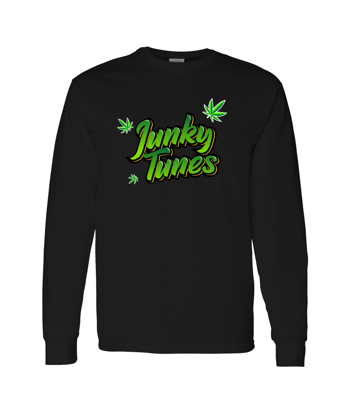 JunkyTunes - Logo Green - Black Long Sleeve T