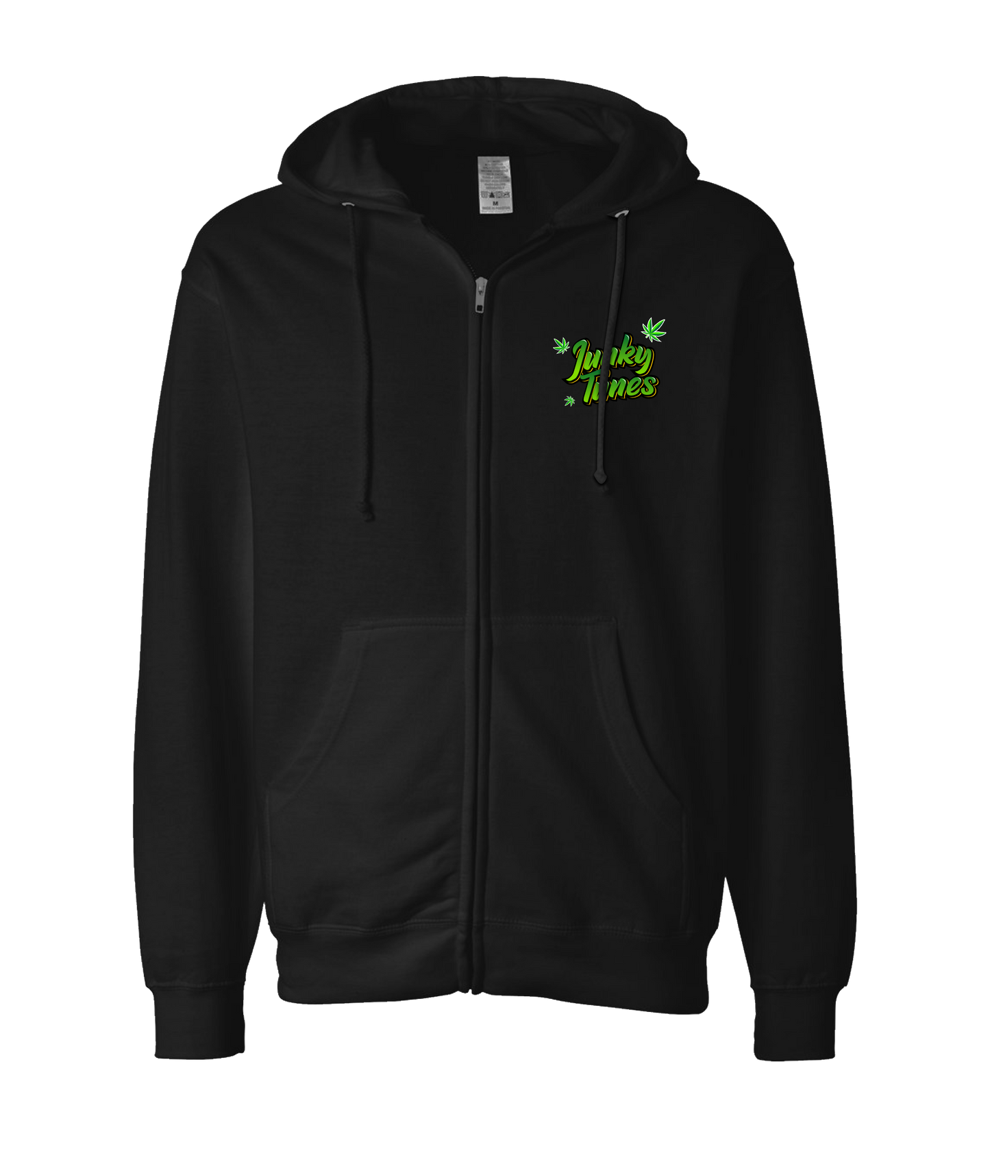 JunkyTunes - Logo Green - Black Zip Up Hoodie