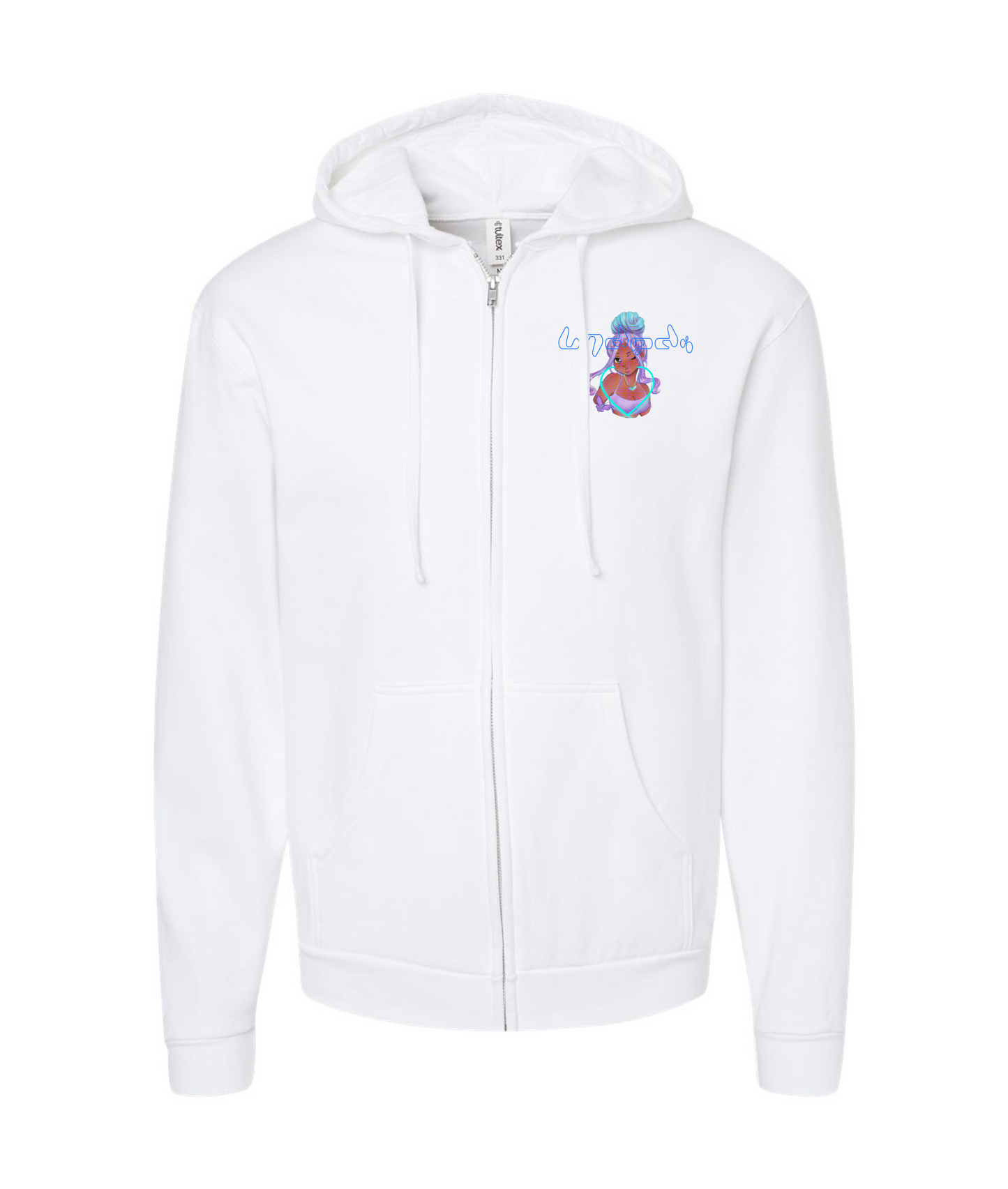 V-LECTOP - Anime Girl - White Zip Up Hoodie