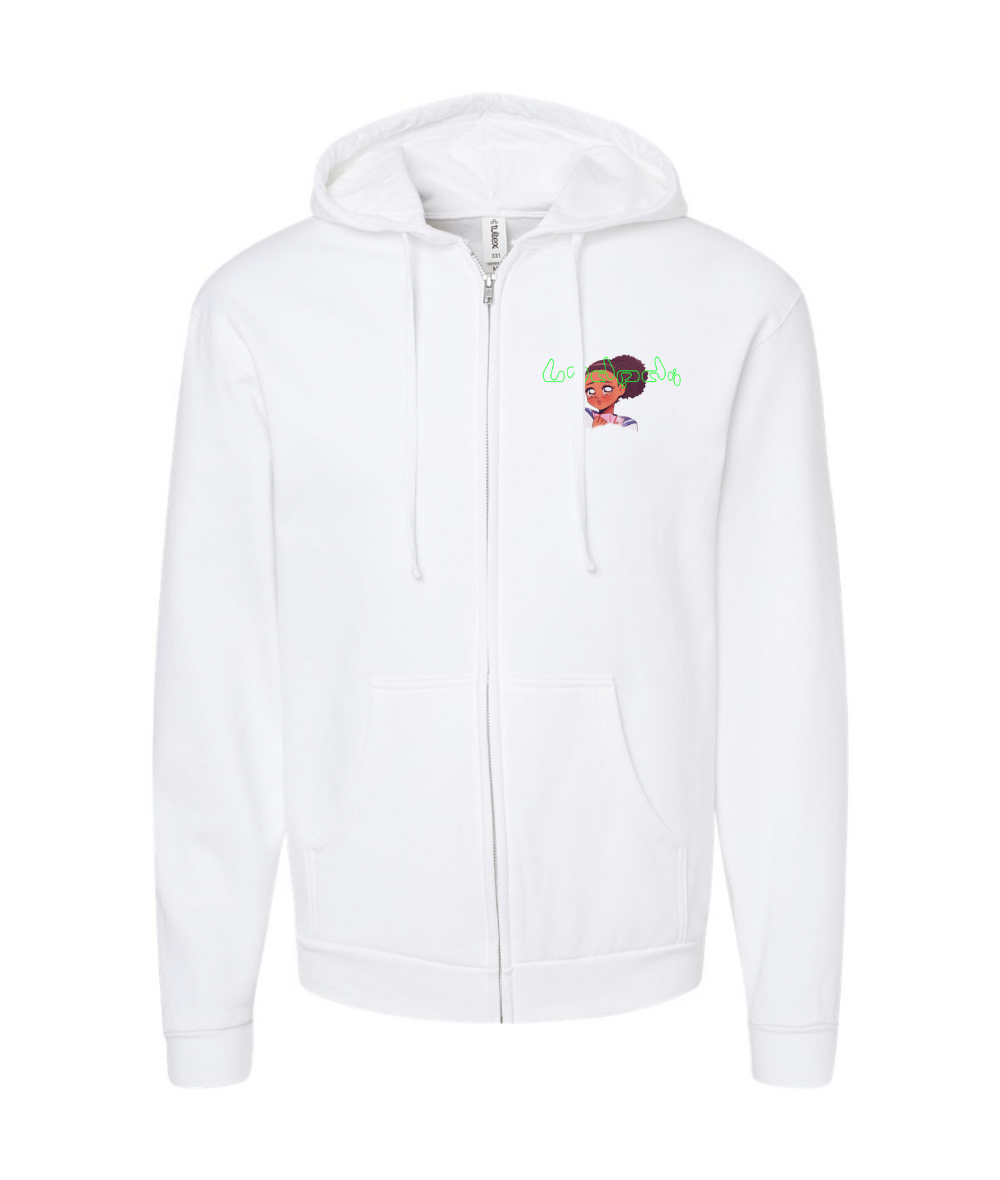 V-LECTOP - Anime Girl - White Zip Up Hoodie