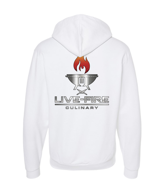 Live-Fire Culinary - Fire - White Zip Up Hoodie