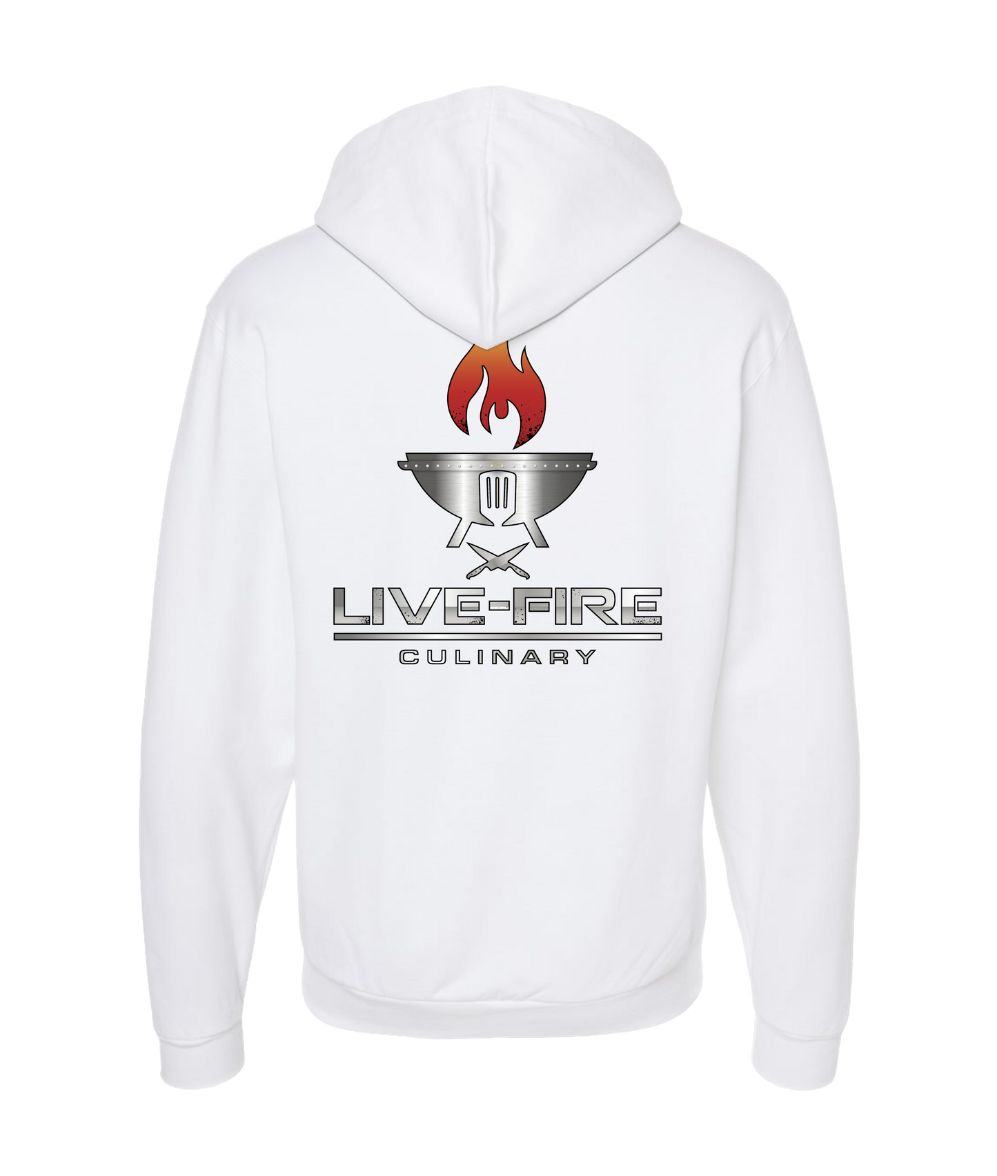 Live-Fire Culinary - Fire - White Zip Up Hoodie