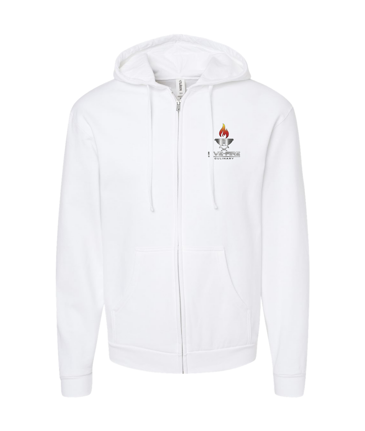 Live-Fire Culinary - Fire - White Zip Up Hoodie