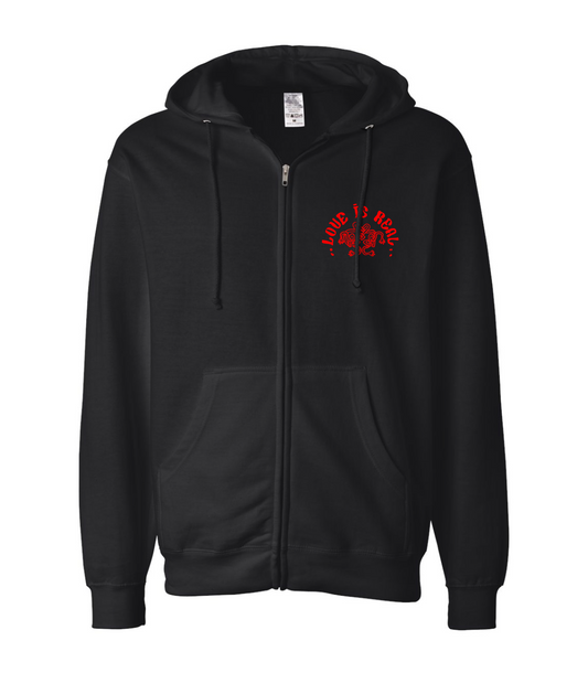 LOVE IS REAL - Logo - Black Zip Hoodie