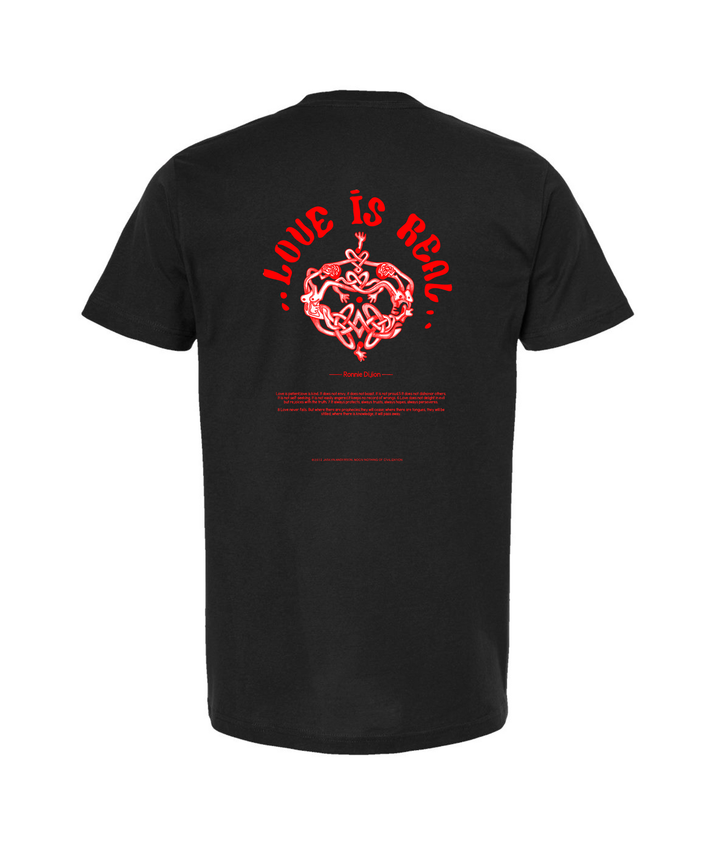 LOVE IS REAL - Logo w/White Highlights - Black T-Shirt