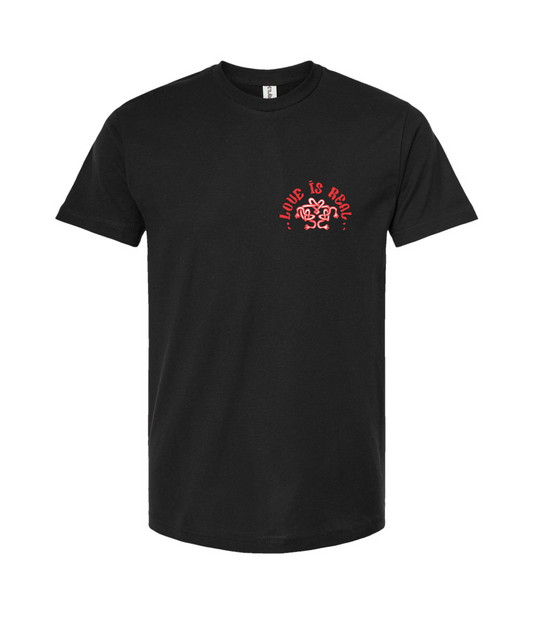 LOVE IS REAL - Logo w/White Highlights - Black T-Shirt