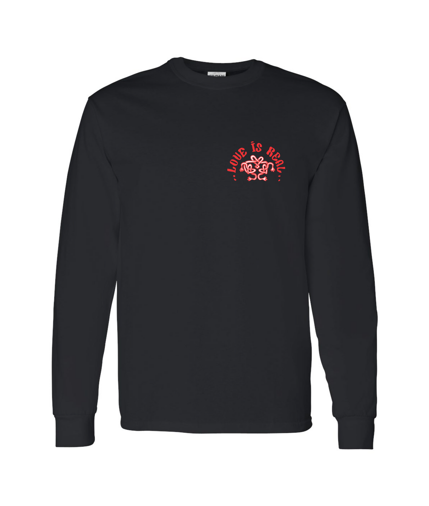 LOVE IS REAL - Logo w/White Highlights - Black Long Sleeve T