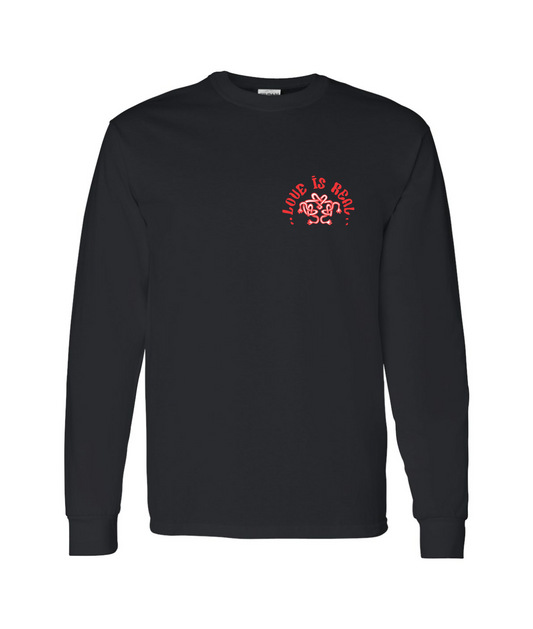 LOVE IS REAL - Logo w/White Highlights - Black Long Sleeve T