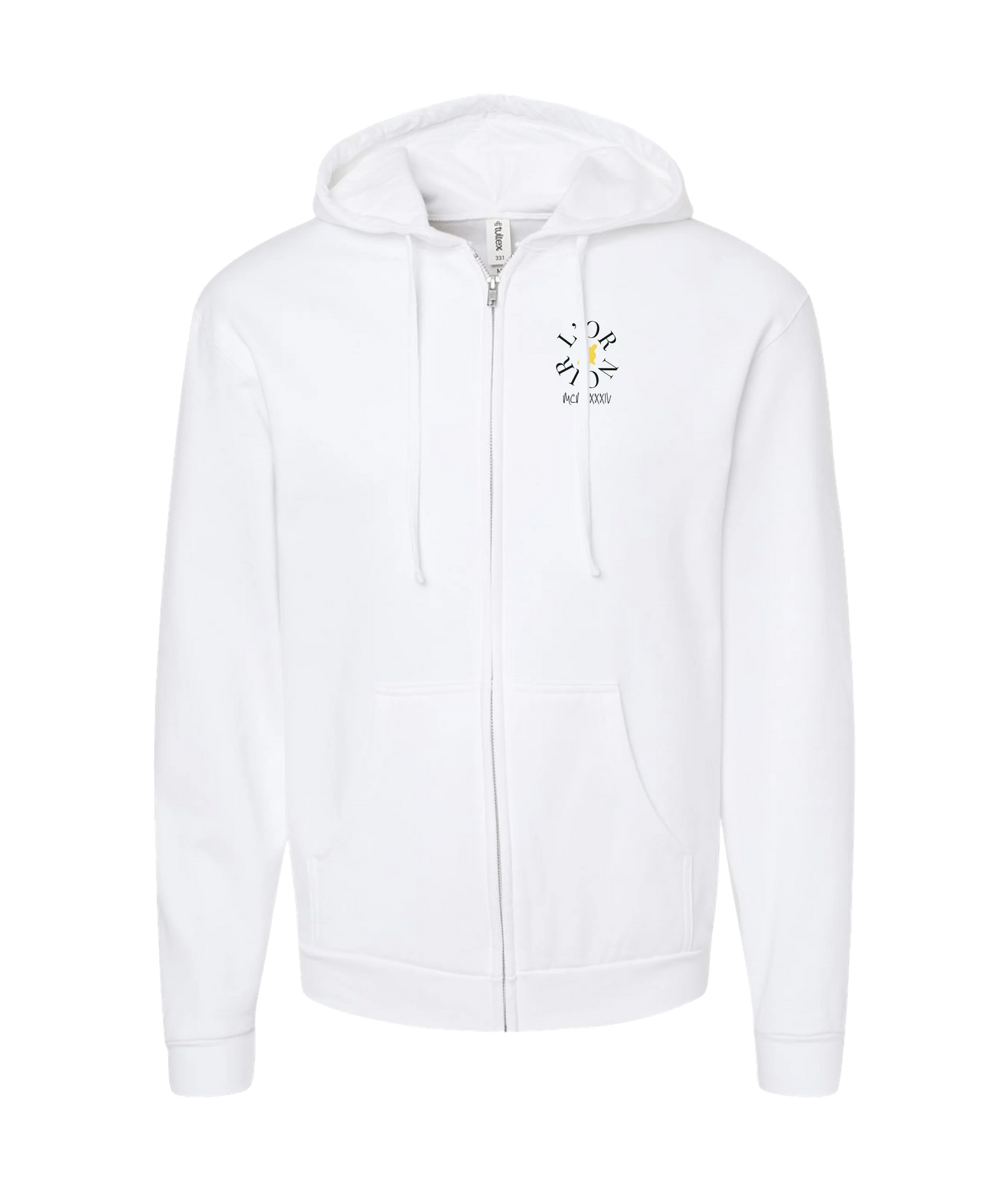 L’OR NOIR - Logo - White Zip Up Hoodie