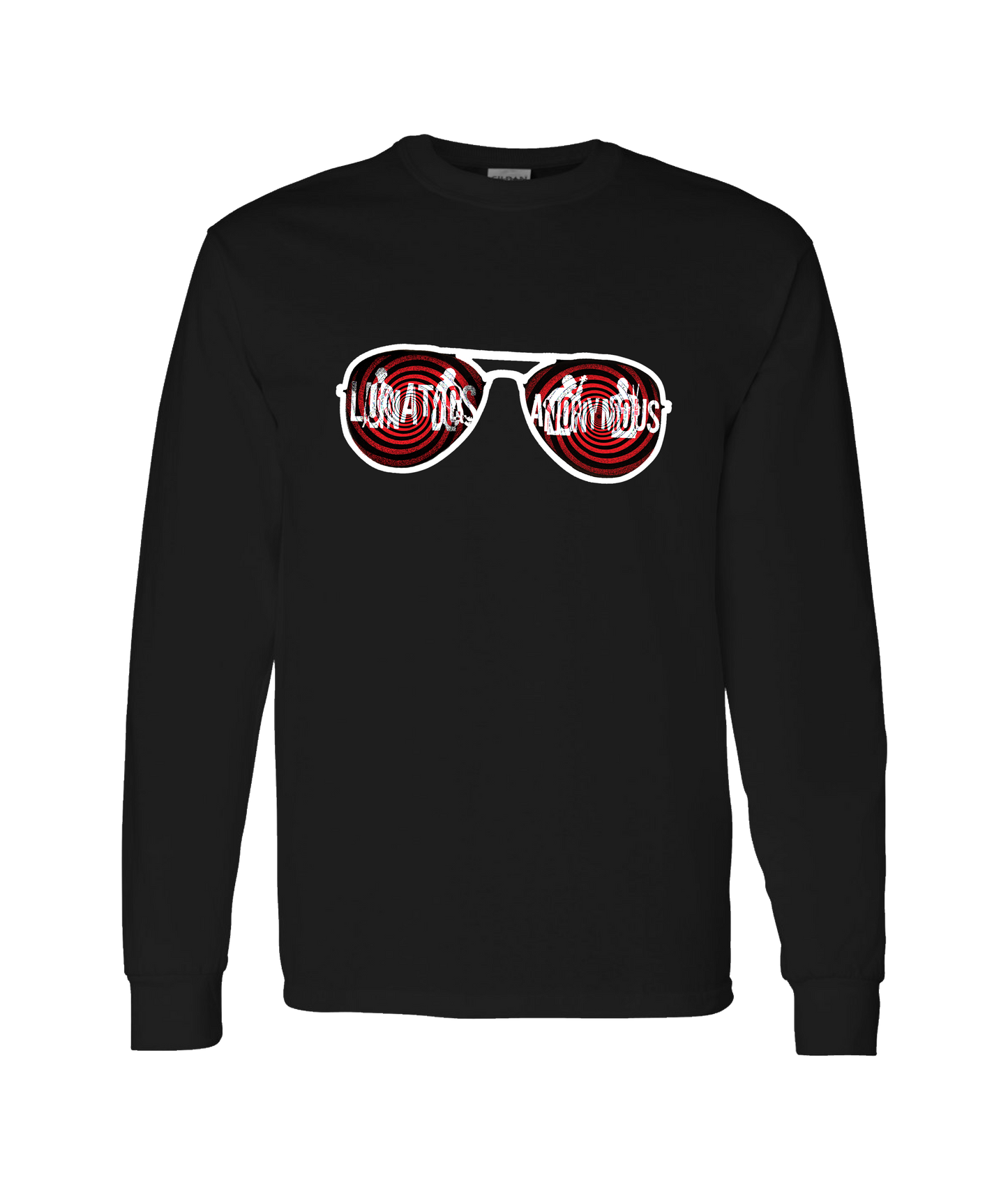 Lunatics Anonymous - Glasses Logo - Black Long Sleeve T