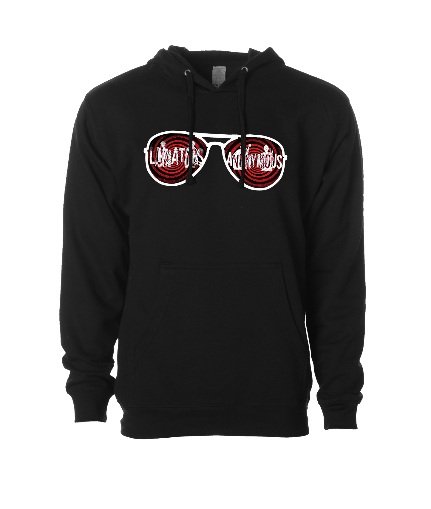 Lunatics Anonymous - Glasses Logo - Black Hoodie