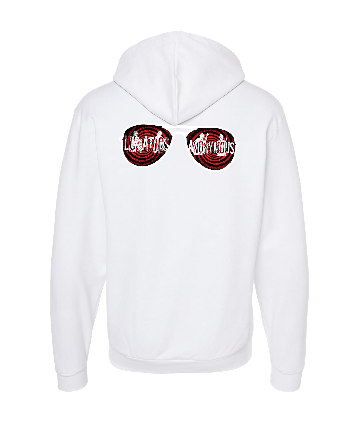 Lunatics Anonymous - Glasses Logo - White Zip Up Hoodie