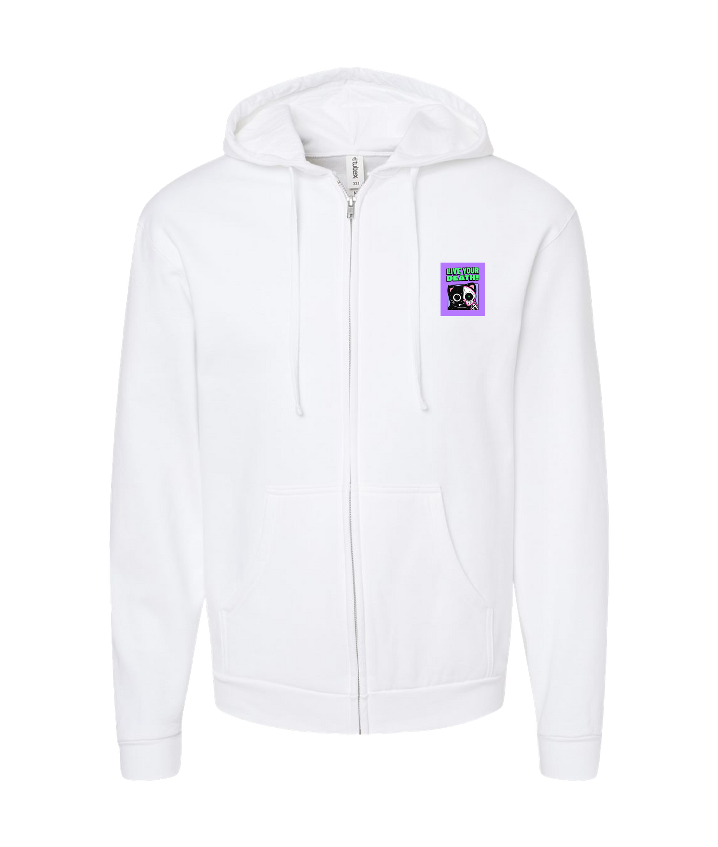 Live Your Death - DESIGN 2 - White Zip Up Hoodie