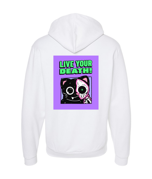 Live Your Death - DESIGN 2 - White Zip Up Hoodie
