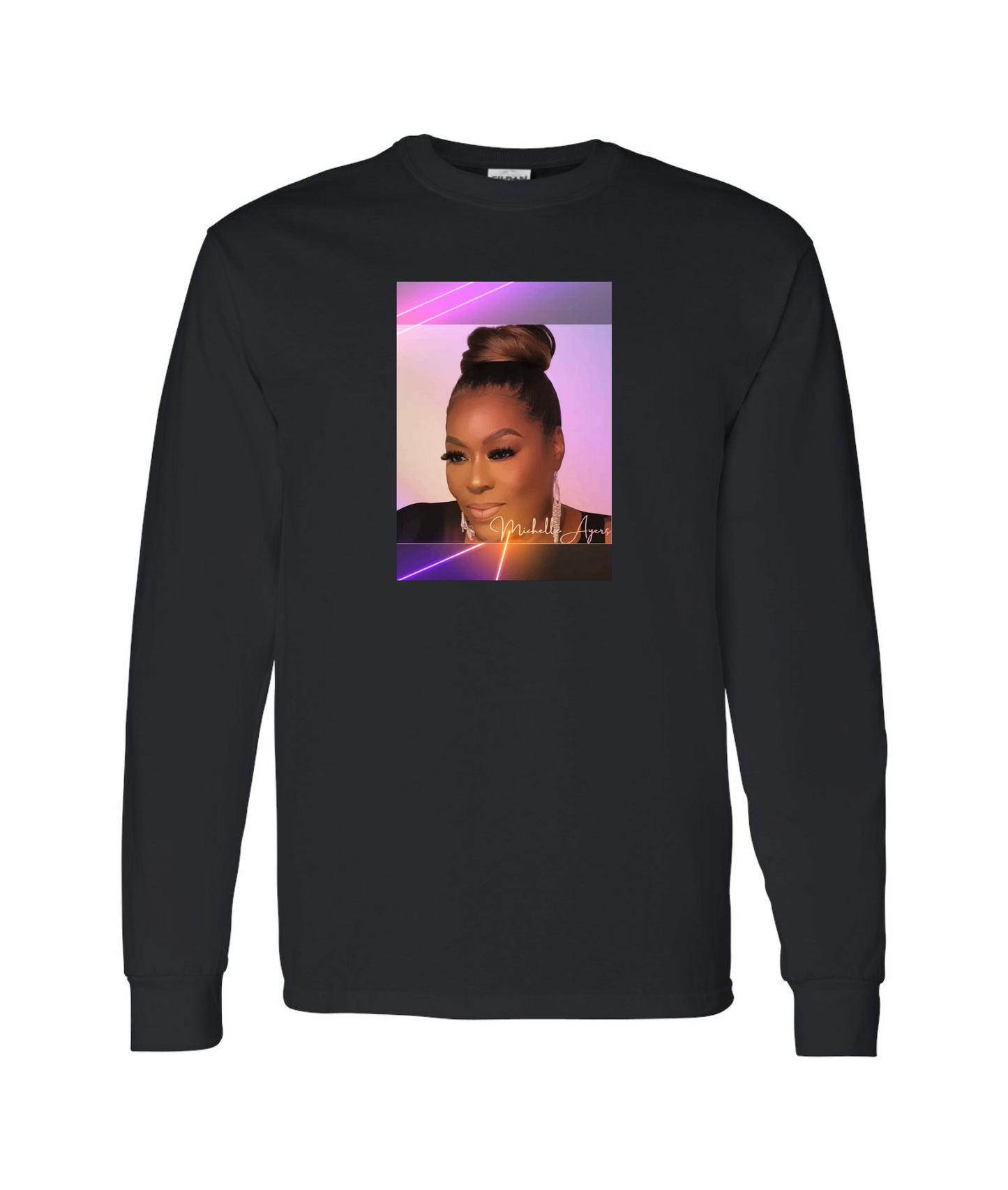 Michelle Ayers Fan Merch - Headshot - Black Long Sleeve T