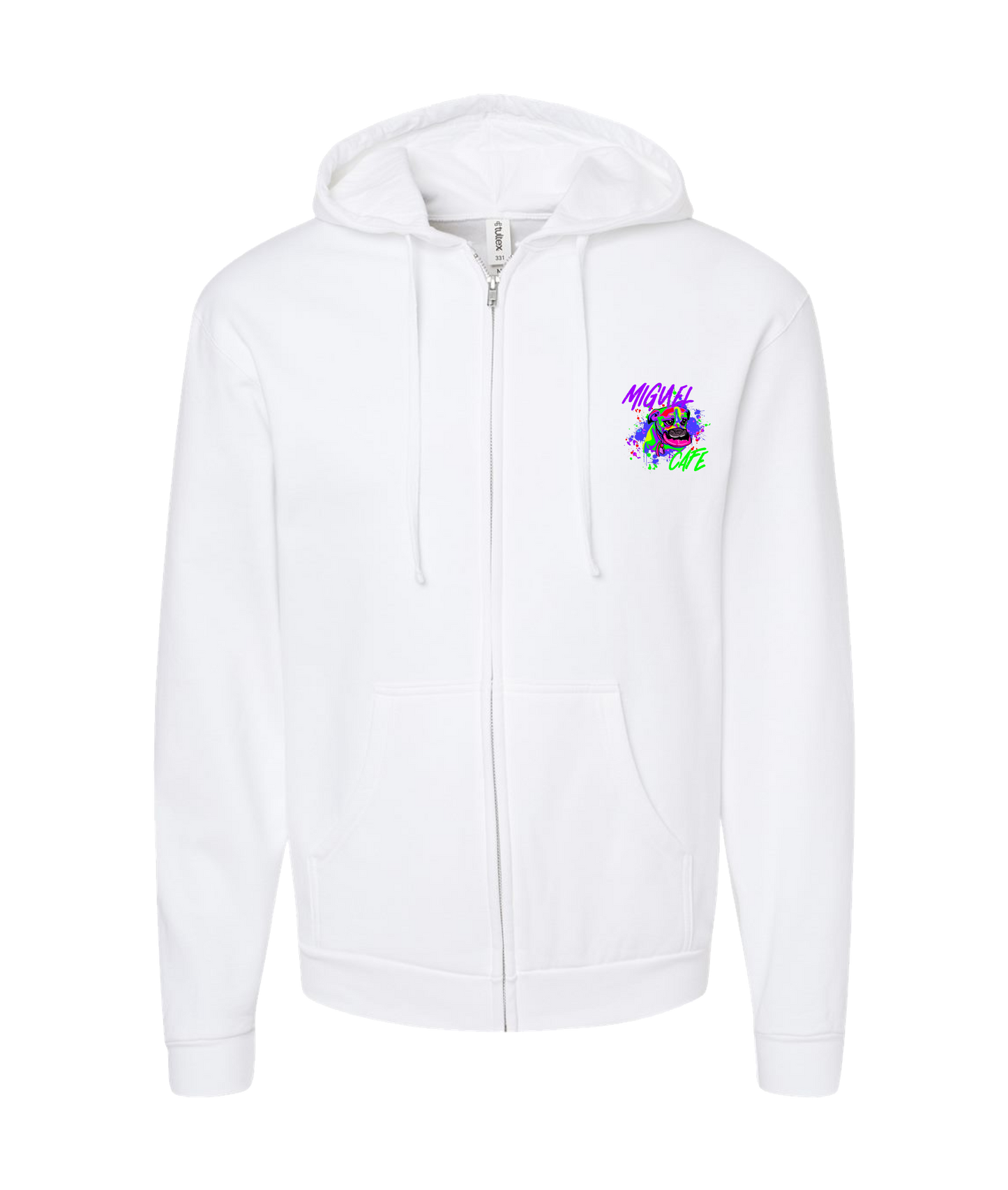 Miguel Cafe music - DOG - White Zip Up Hoodie