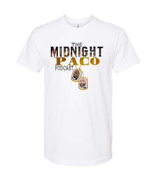 The Midnight Paco Podcast - Logo - White T-Shirt