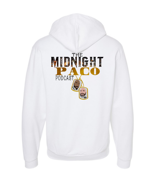 The Midnight Paco Podcast - Logo - White Zip Hoodie
