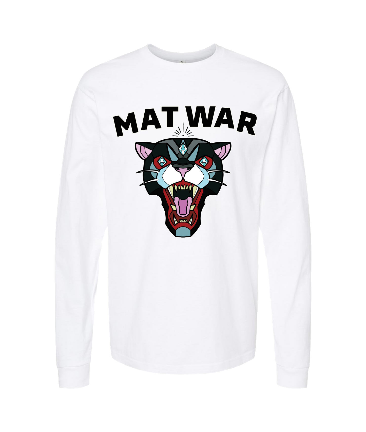 MAT WAR PRO WRESTLING - MAT CAT - White Long Sleeve T