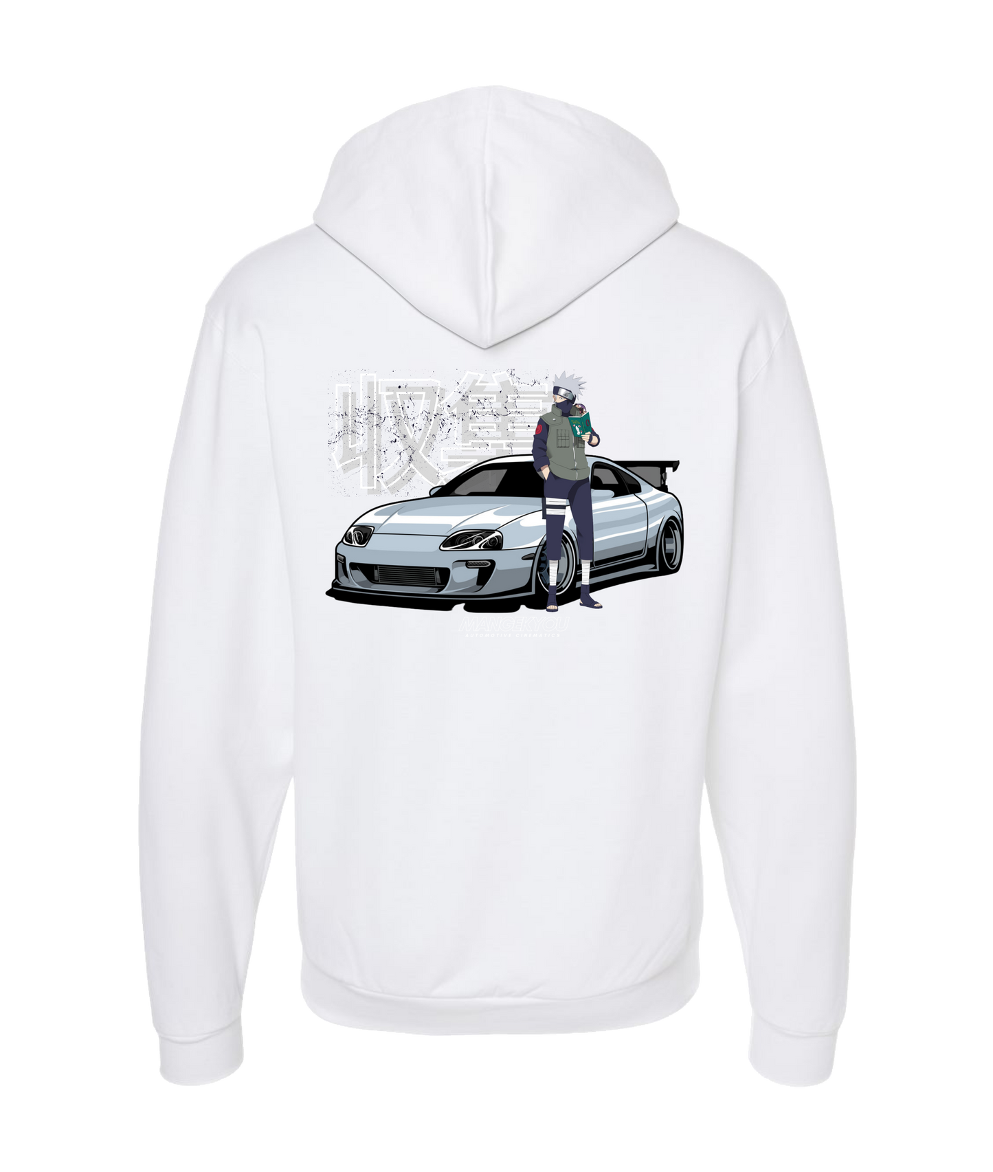 MANGEKYOU MEDIA - Car - White Zip Up Hoodie