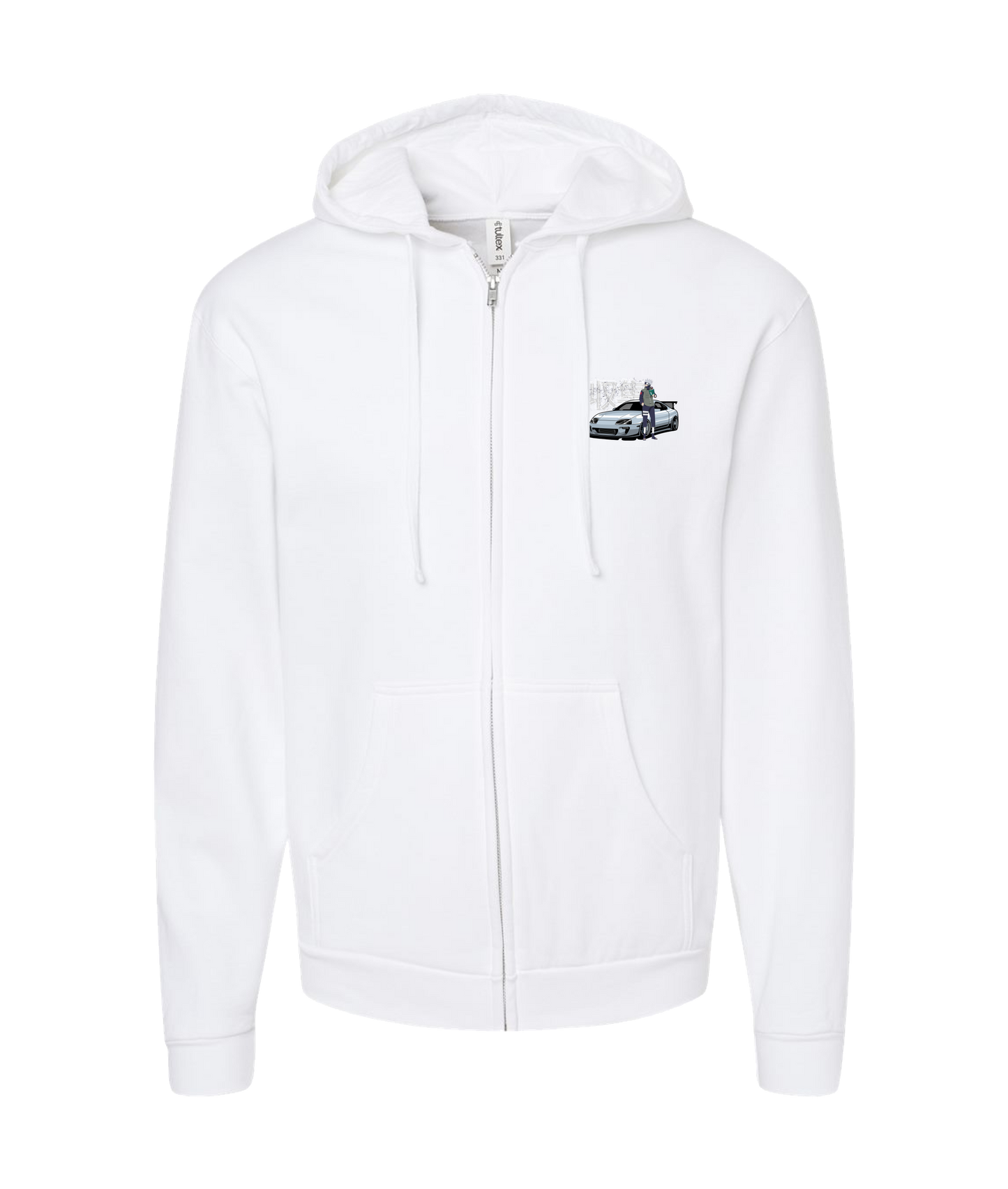 MANGEKYOU MEDIA - Car - White Zip Up Hoodie