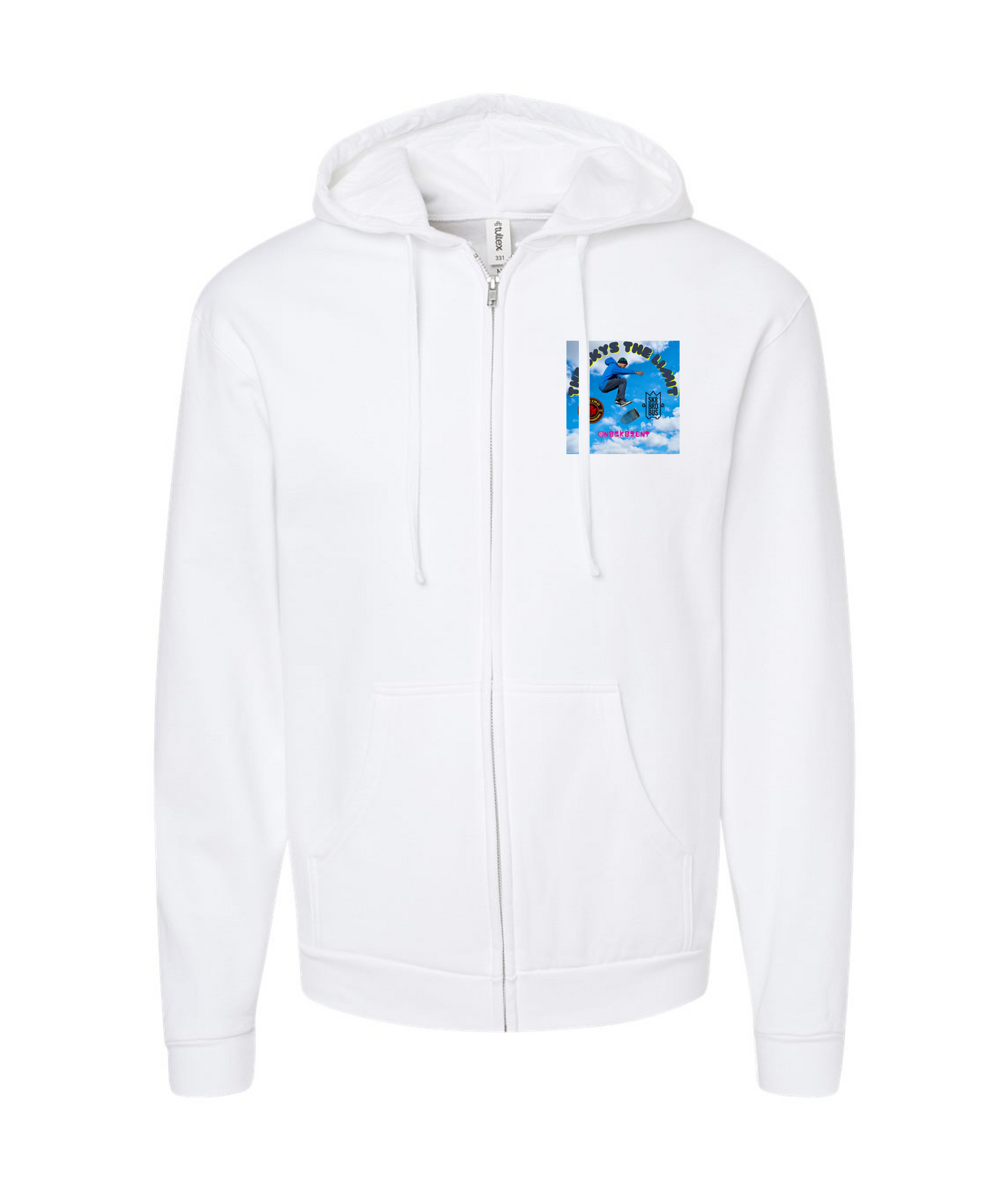 N8SK8ZENT - SUMMER - White Zip Up Hoodie