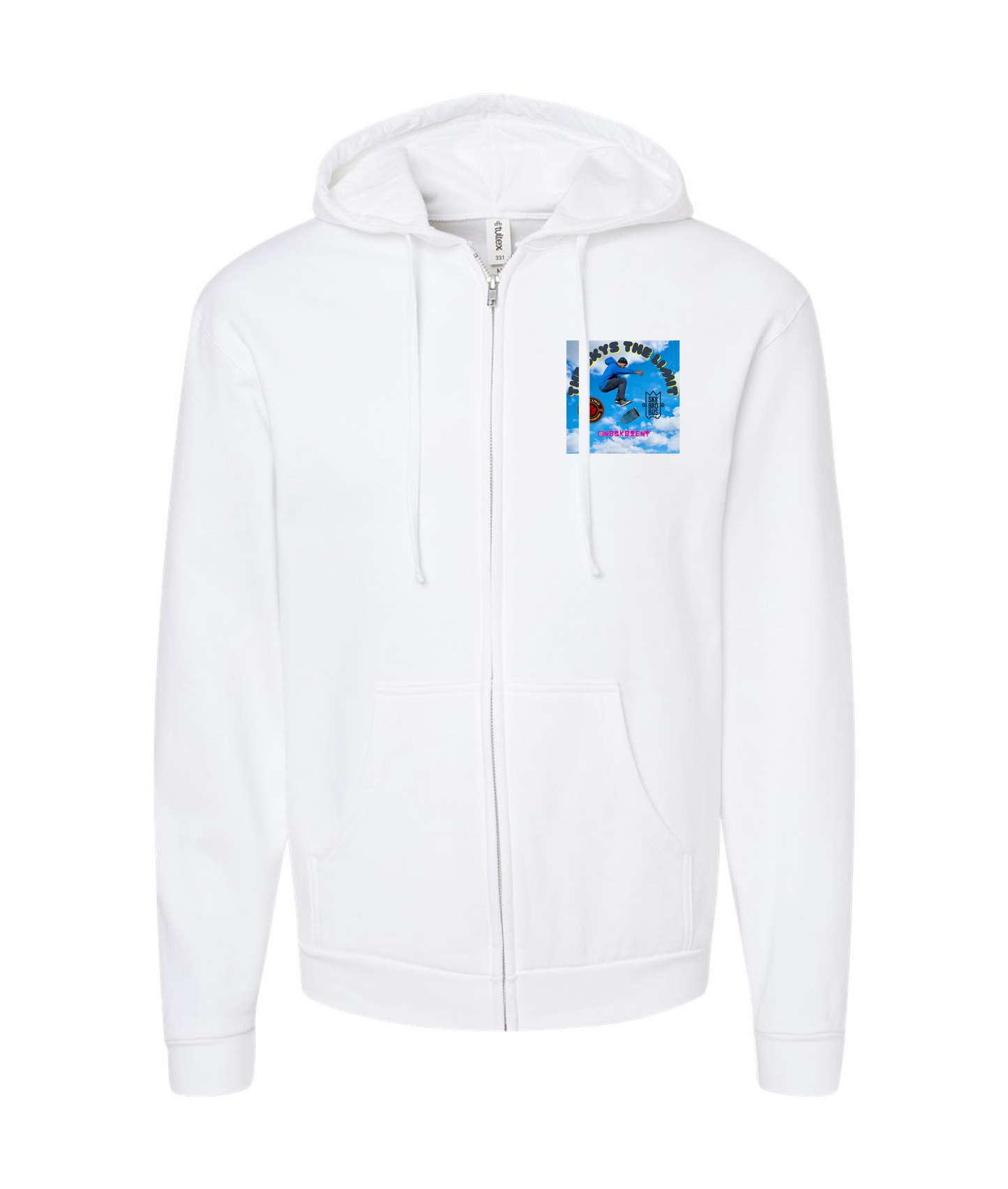 V-N8STOP - SUMMER - White Zip Up Hoodie
