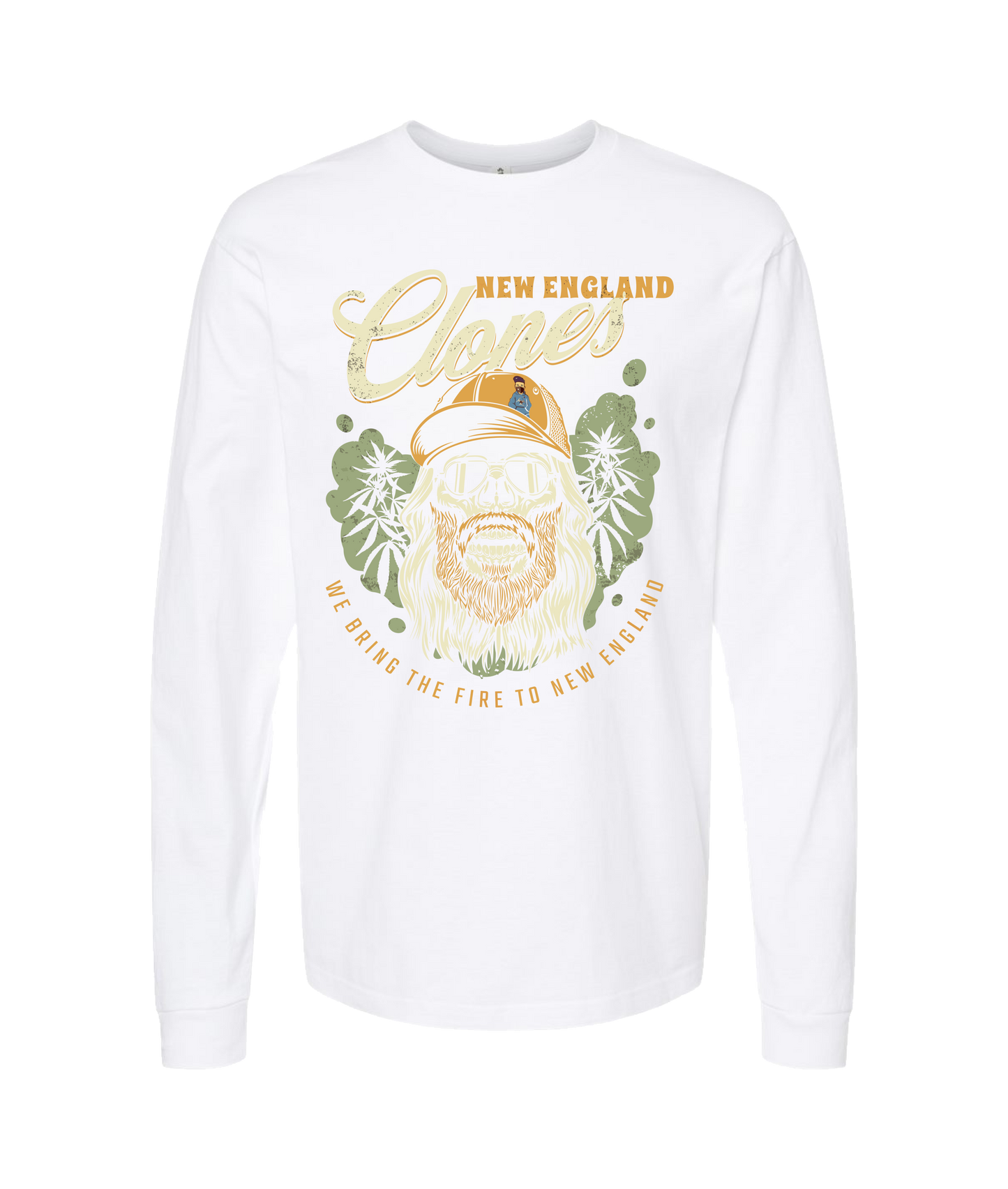 New England Clones - WE BRING THE FIRE - White Long Sleeve T