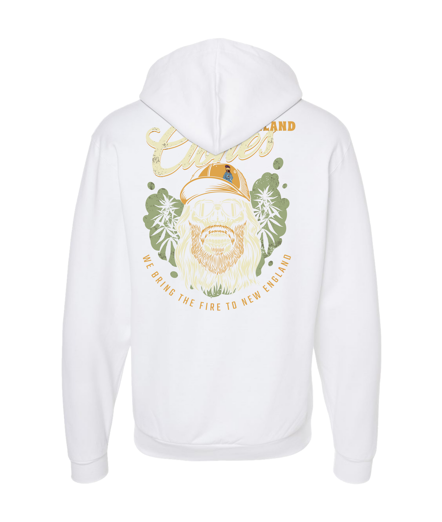 New England Clones - WE BRING THE FIRE - White Zip Up Hoodie