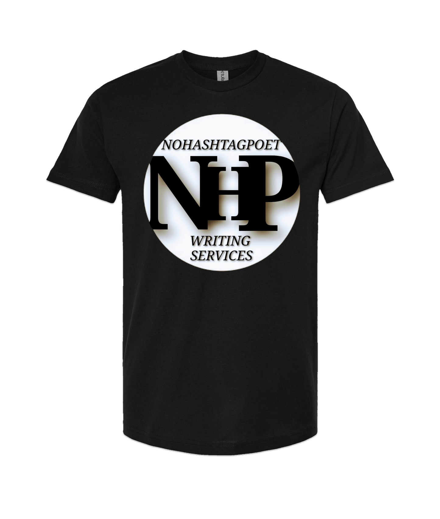 Nohashtagpoet Writing Services - CIRCLE LOGO - Black T-Shirt