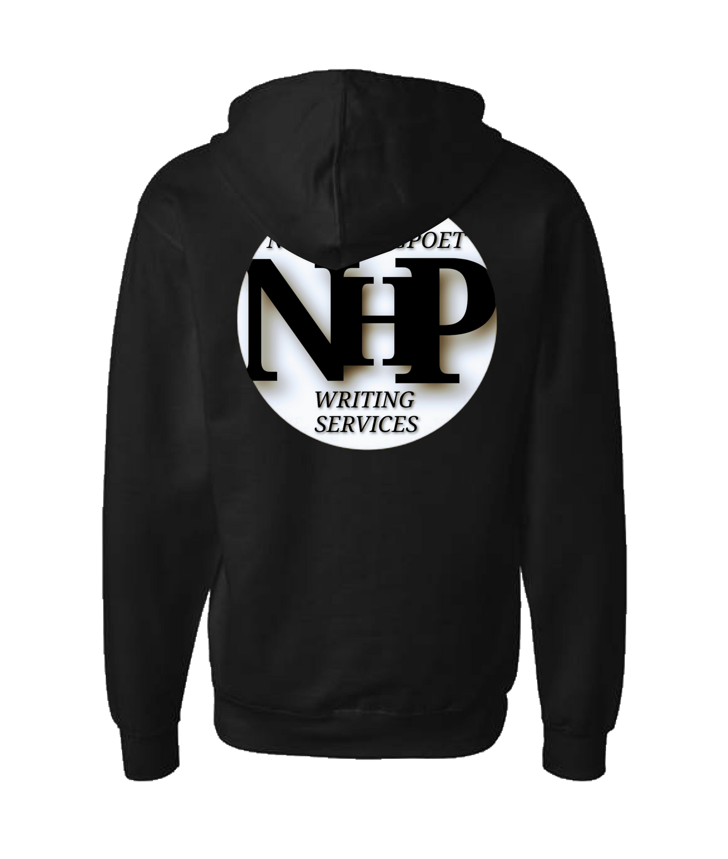 Nohashtagpoet Writing Services - CIRCLE LOGO - Black Zip Up Hoodie