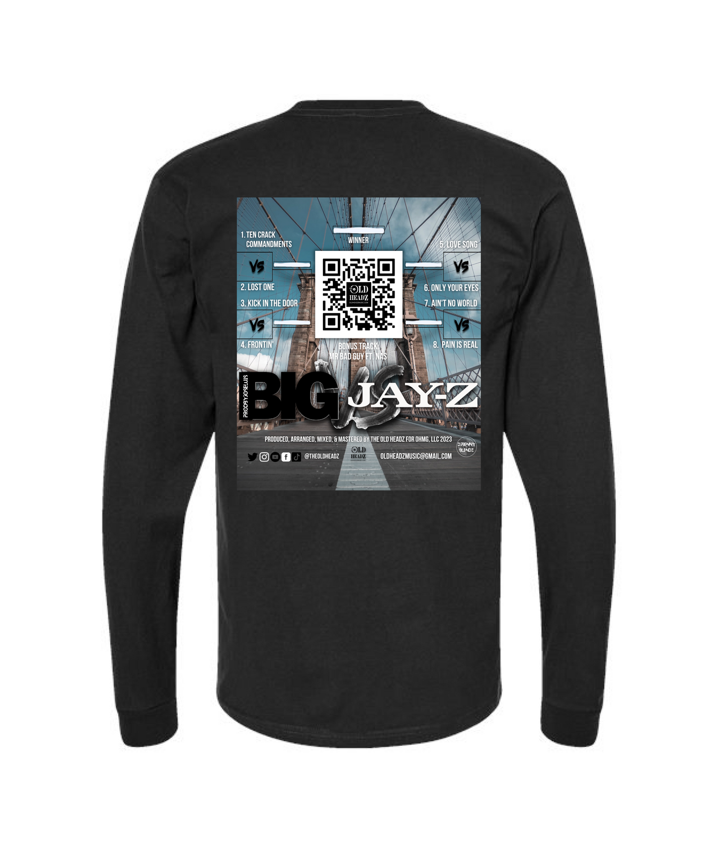 The Old Headz - DESIGN 1 - Black Long Sleeve T