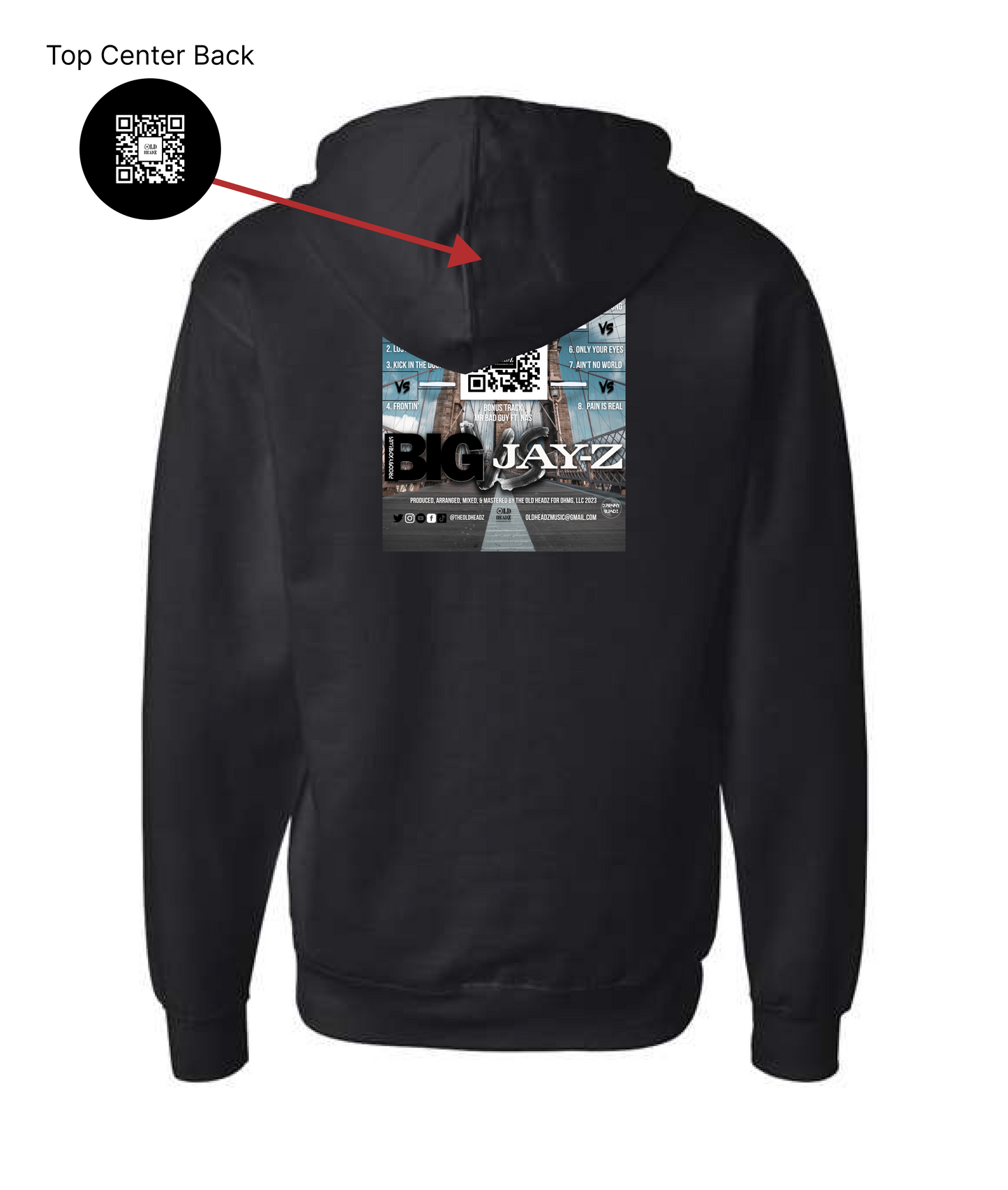 V-OHTOP - DESIGN 1 - Black Zip Up Hoodie