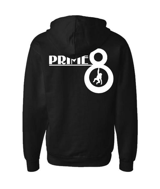 Prime 8 - P8 Logo Hanging Monkey - Black Zip Up Hoodie