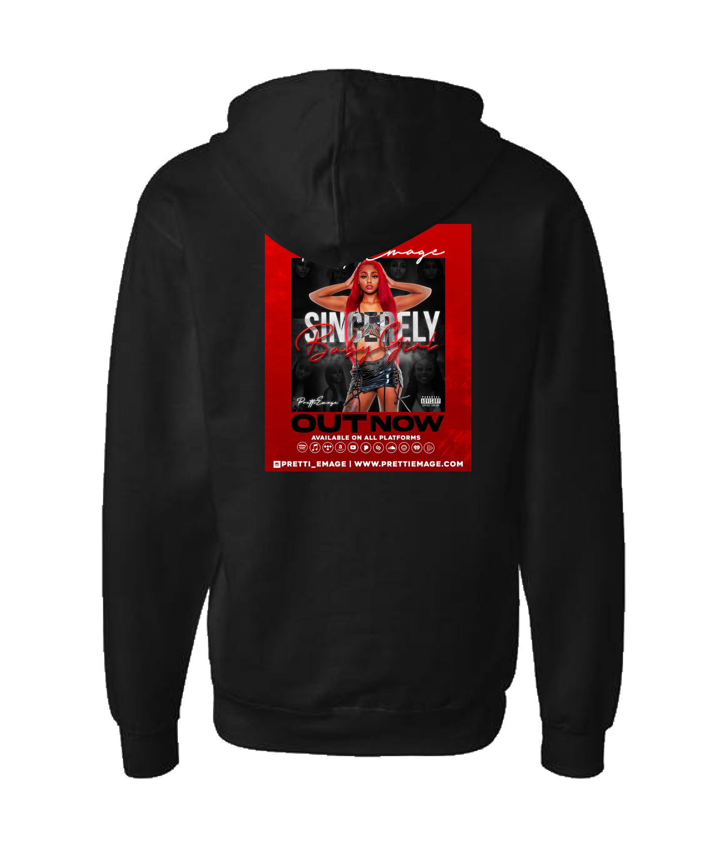 Pretti Emage - Sincerely Baby Girl - Black Zip Up Hoodie