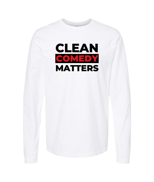 PT Bratton - Clean Comedy Matters - White Long Sleeve T