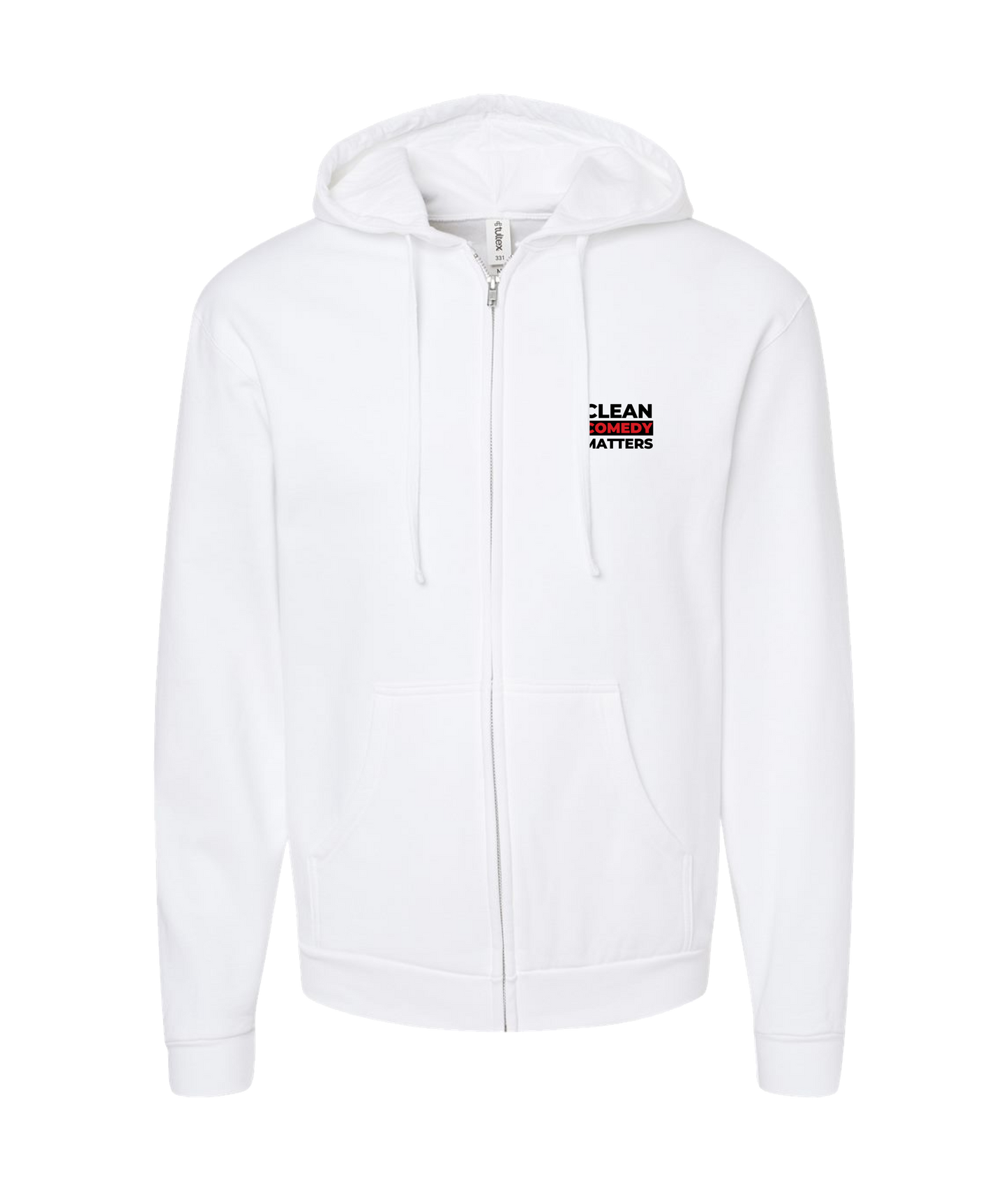 PT Bratton - Clean Comedy Matters - White Zip Up Hoodie
