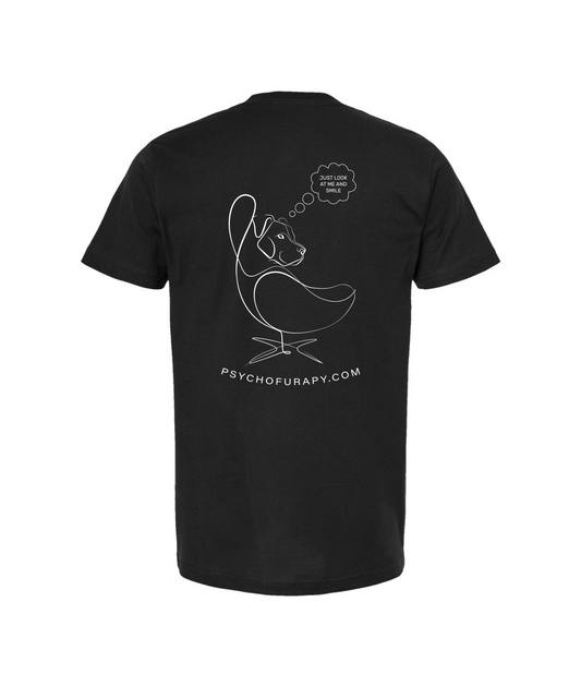 pyschofurapy.com - LOOK AND SMILE - Black T-Shirt