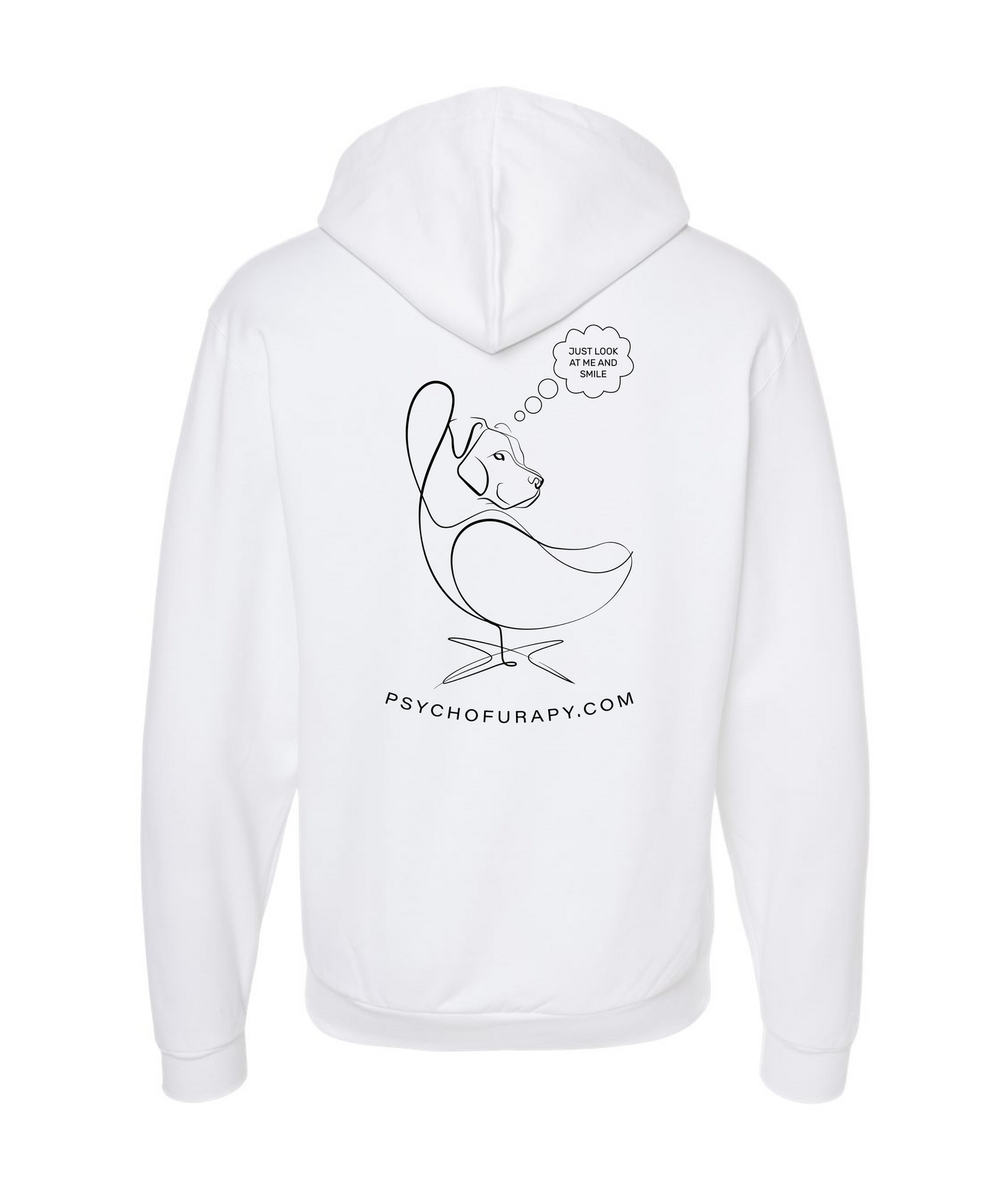 pyschofurapy.com - LOOK AND SMILE - White Zip Up Hoodie