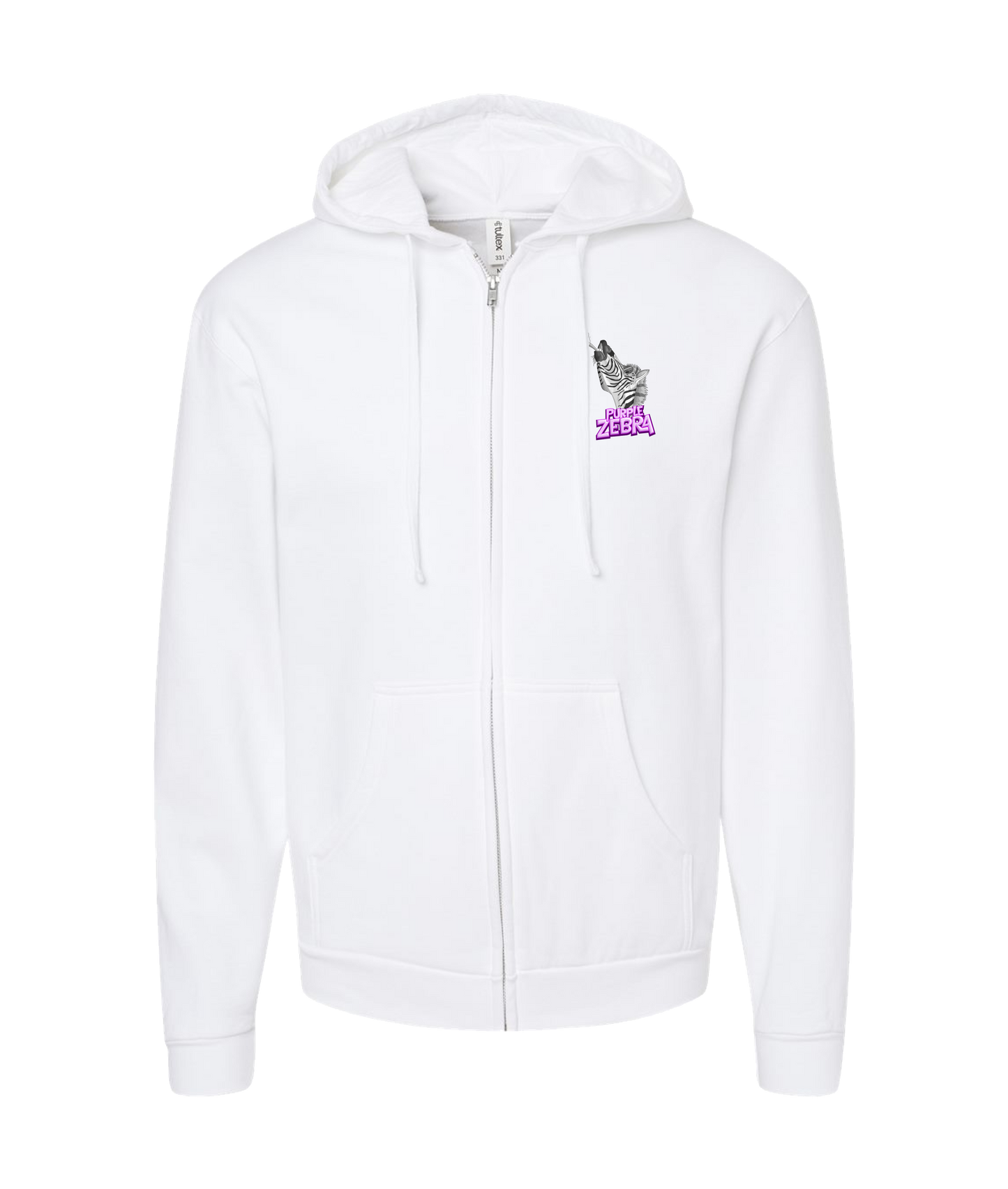 Purple Zebra - Zebra Cone - White Zip Up Hoodie