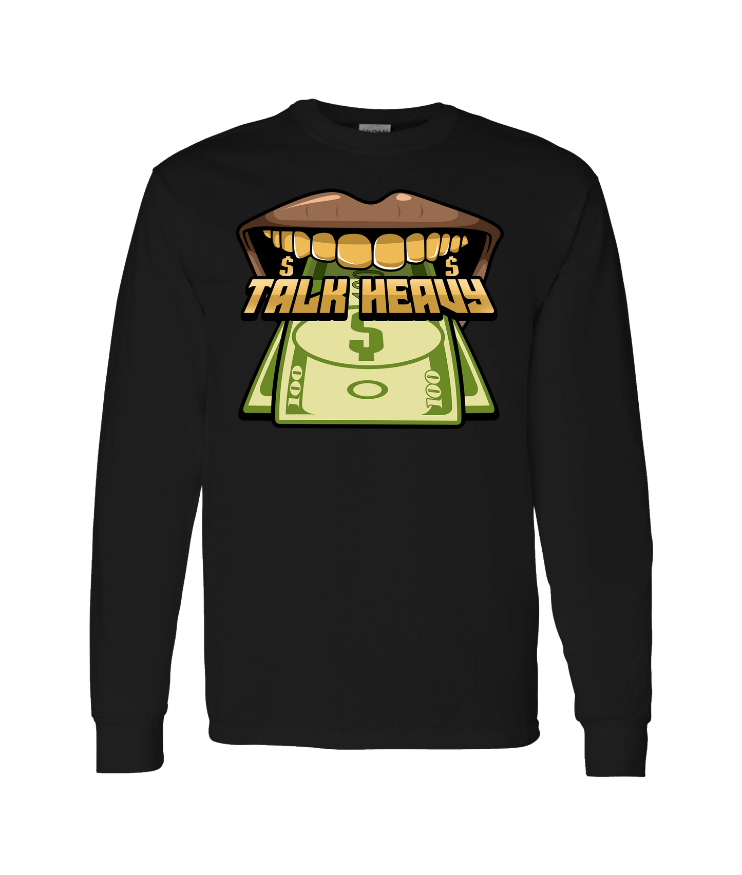 Quan G - TALK HEAVY - Black Long Sleeve T